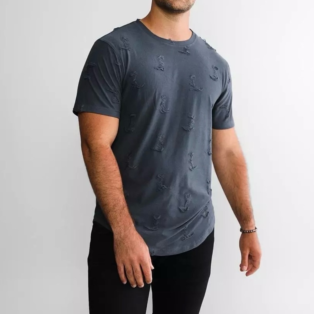 Nova Industries Destructed T-Shirt Dark Slate Gray Size Medium